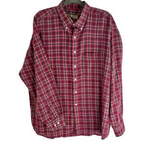 Sun River Men’s XL Plaid Flannel Shirt Rust Red 100% Cotton Button Down